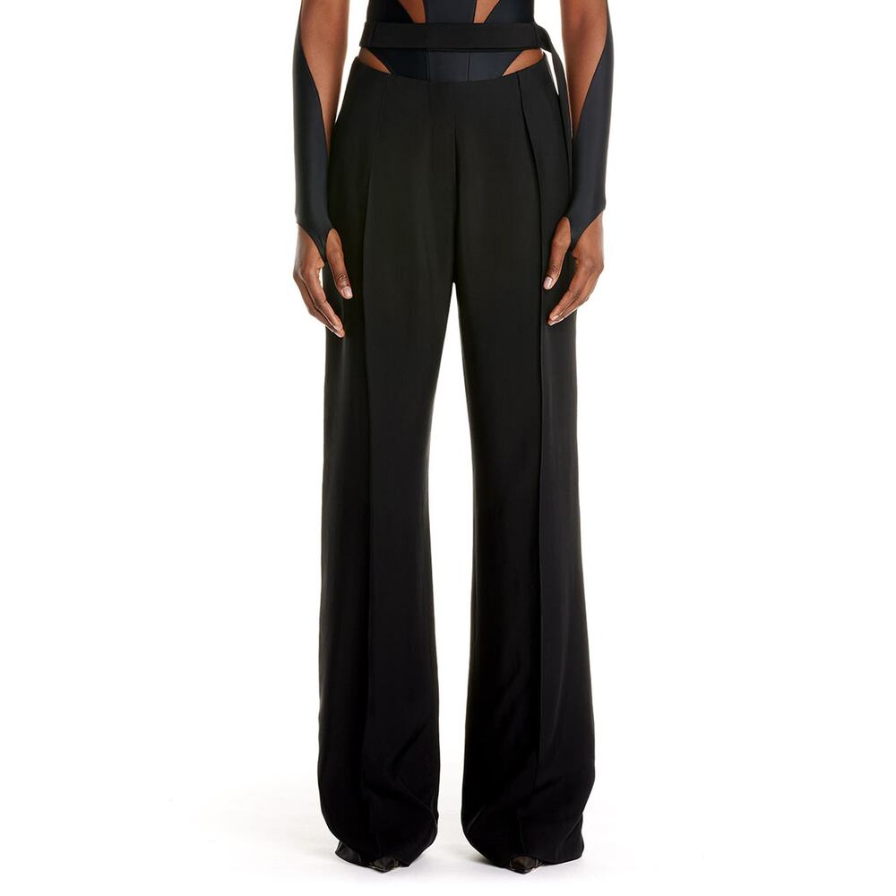 Mugler Black High-Waist Wide-Leg Trousers